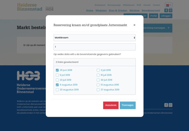 marktkraam bestelsysteem