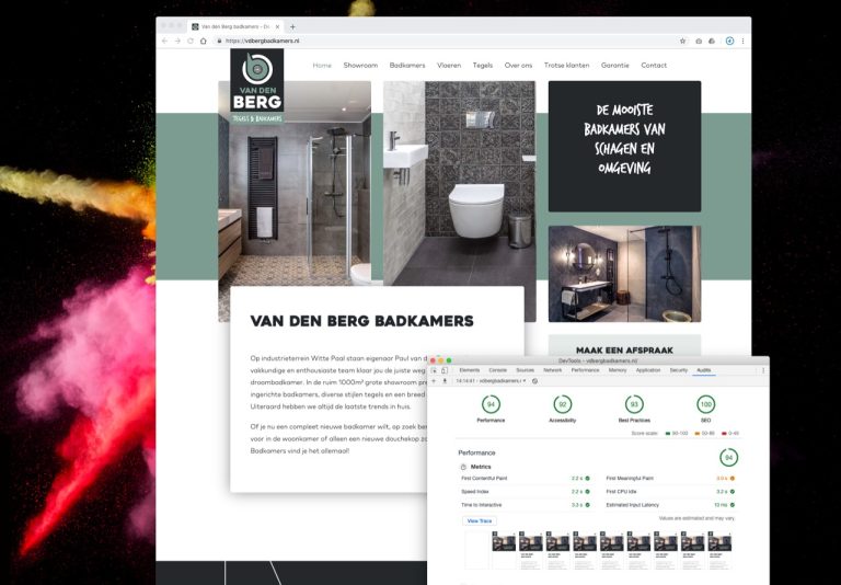 badkamers website met hoge google lighthouse score